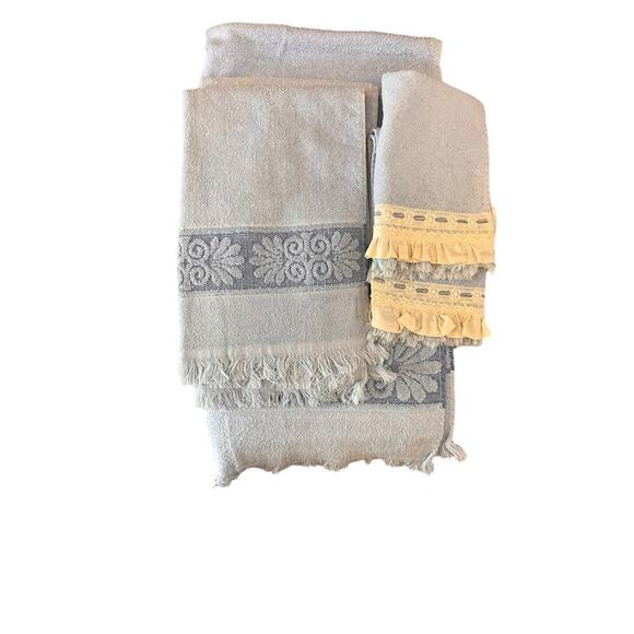 Vintage Cannon Santa Cruz Bath Towel Set, Sculpted, Blue, MCM, see description - Picture 1 of 3
